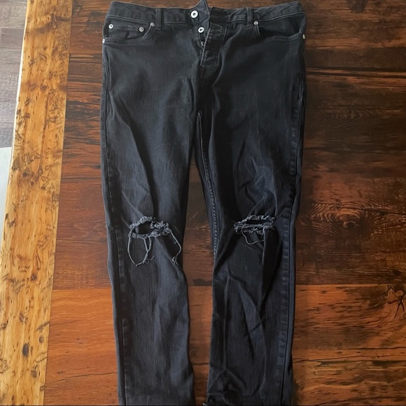 Topman Men's Black Jeans Distressed Size 36 - Picture 2 of 12